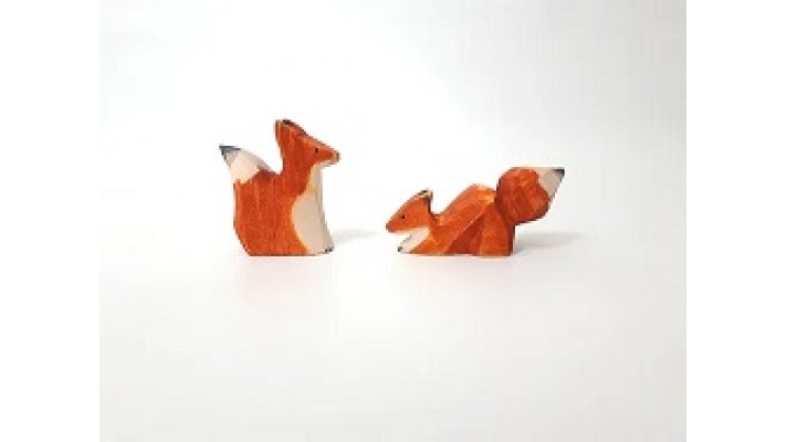 Baby red fox, carved wood, ecological toy, wooden toy, figurine, decoration
